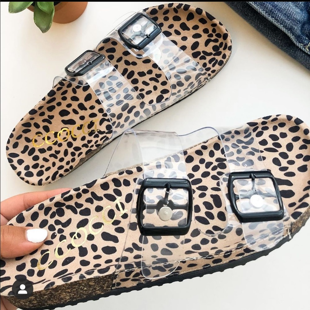 Cheetah/clear sandals